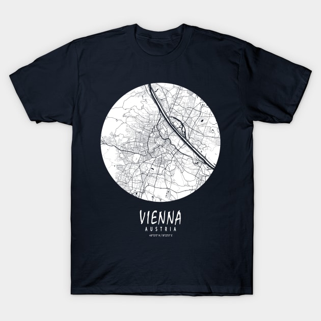 Vienna, Austria City Map - Full Moon T-Shirt by deMAP Studio